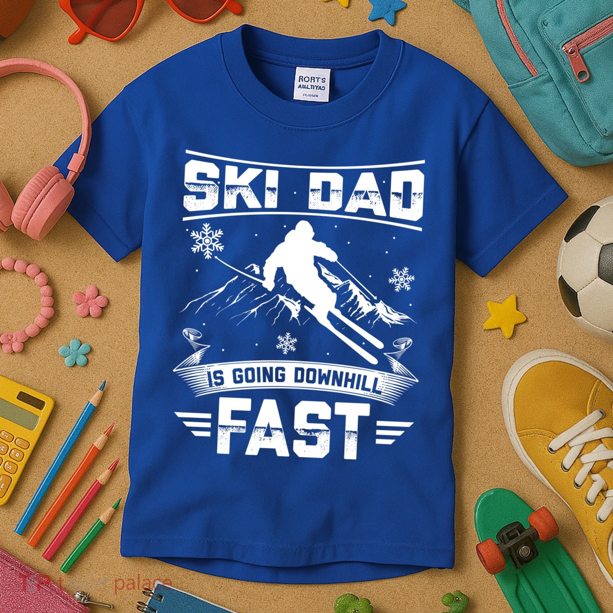 Skiing Ski Dad Is Going Downhill Fast Skiers Gift Kids T-Shirt