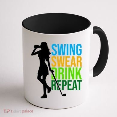 Swing Swear Drink Repeat Love Golf Coffee Mug back