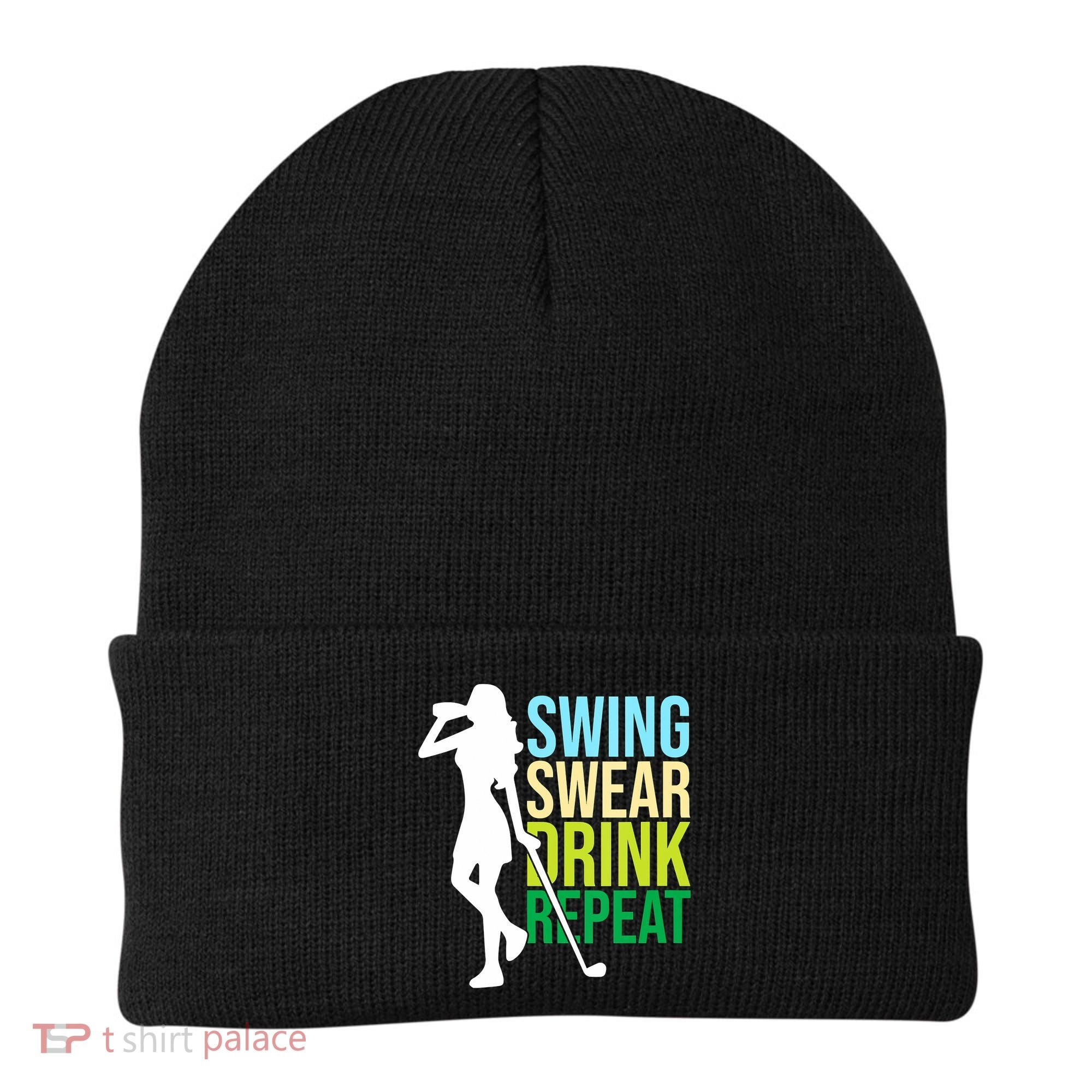 Swing Swear Drink Repeat Love Golf Beanie