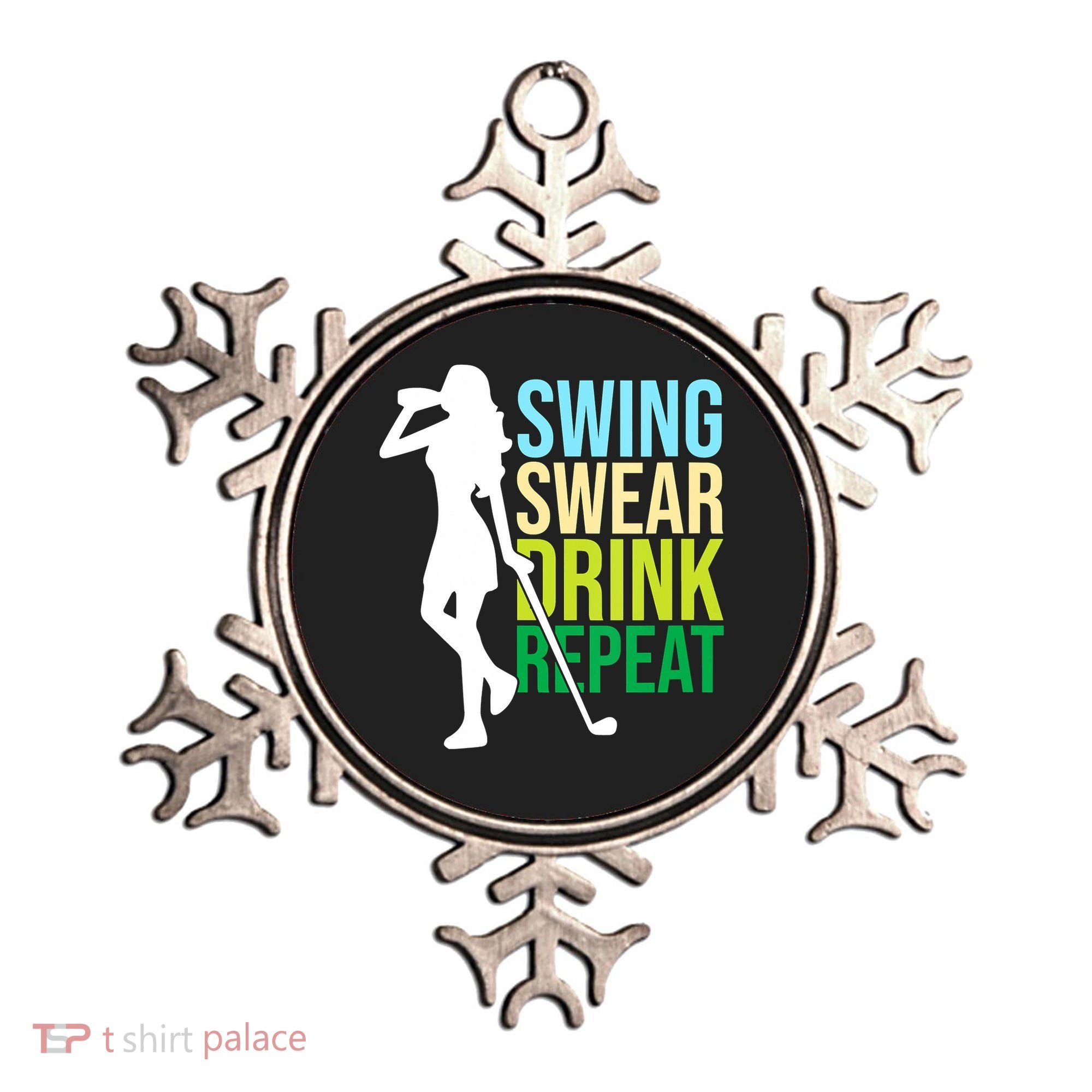 Swing Swear Drink Repeat Love Golf Ornament
