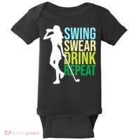 Swing Swear Drink Repeat Love Golf Baby Bodysuit thumb 0
