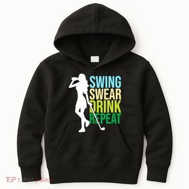 Swing Swear Drink Repeat Love Golf Kids Hoodie