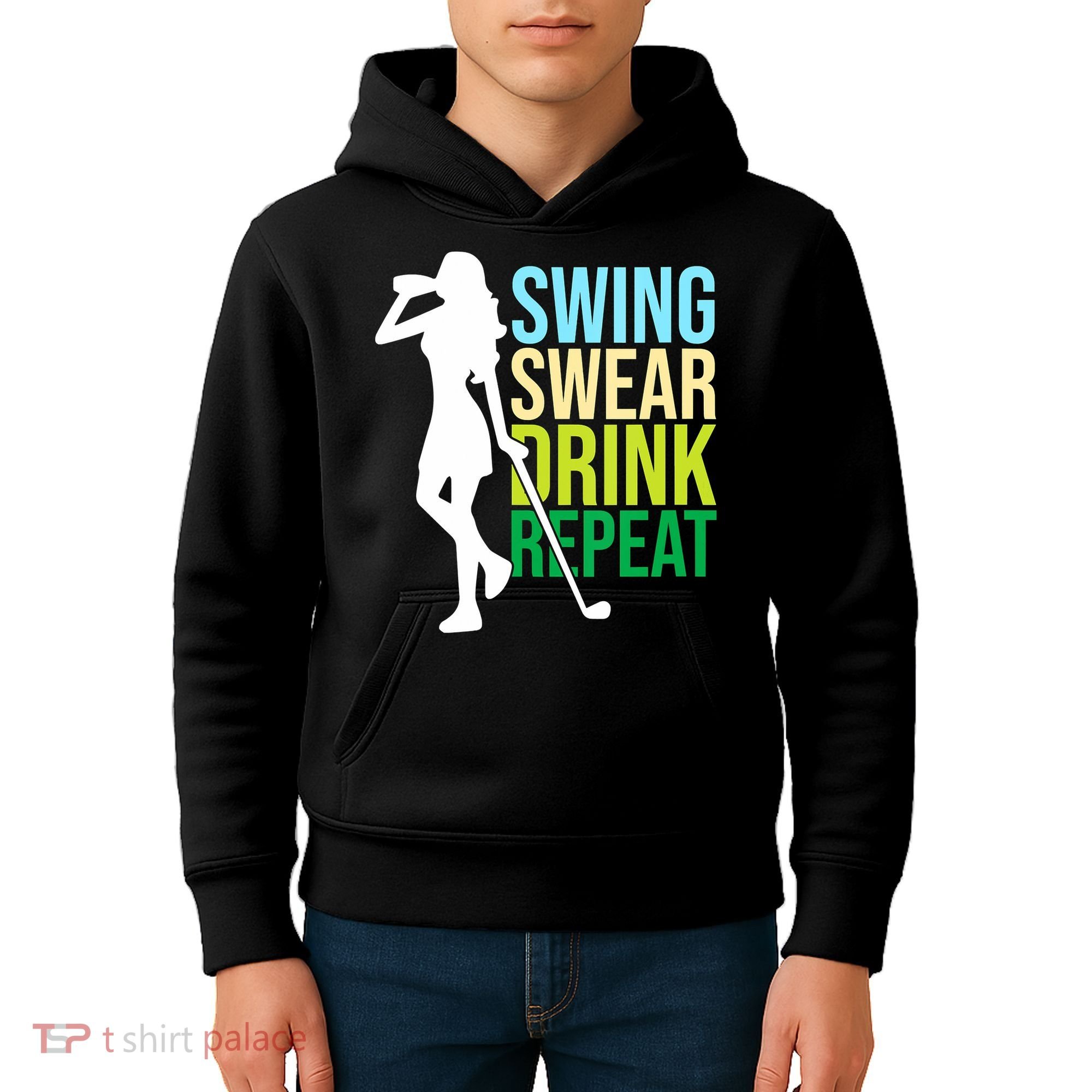 Swing Swear Drink Repeat Love Golf Kids Hoodie