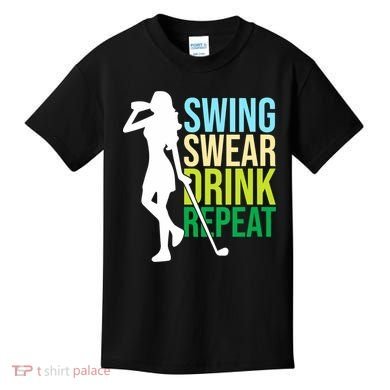 Swing Swear Drink Repeat Love Golf Kids T-Shirt