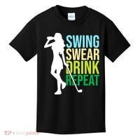 Swing Swear Drink Repeat Love Golf Kids T-Shirt thumb 0