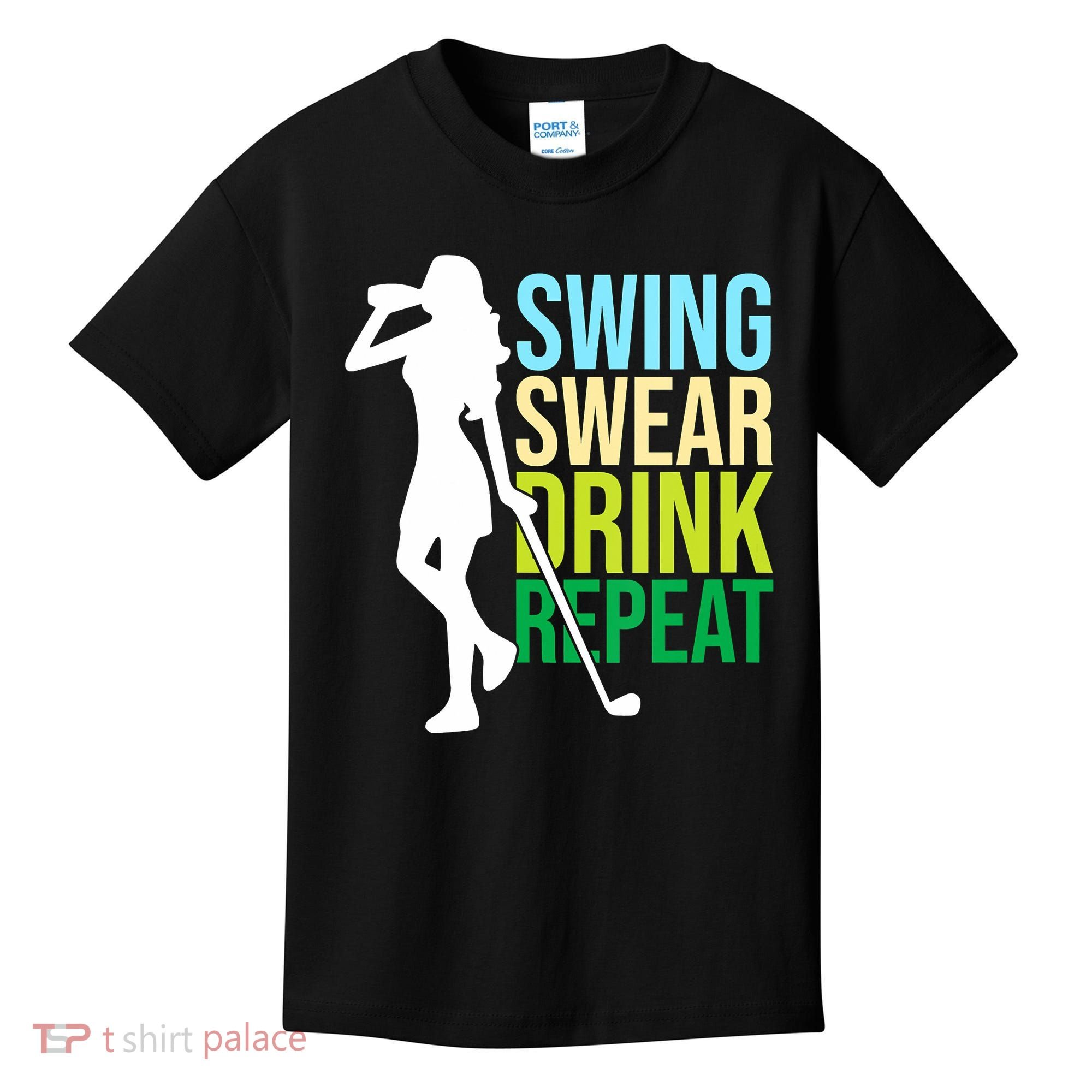 Swing Swear Drink Repeat Love Golf Kids T-Shirt