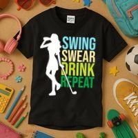 Swing Swear Drink Repeat Love Golf Kids T-Shirt thumb 3