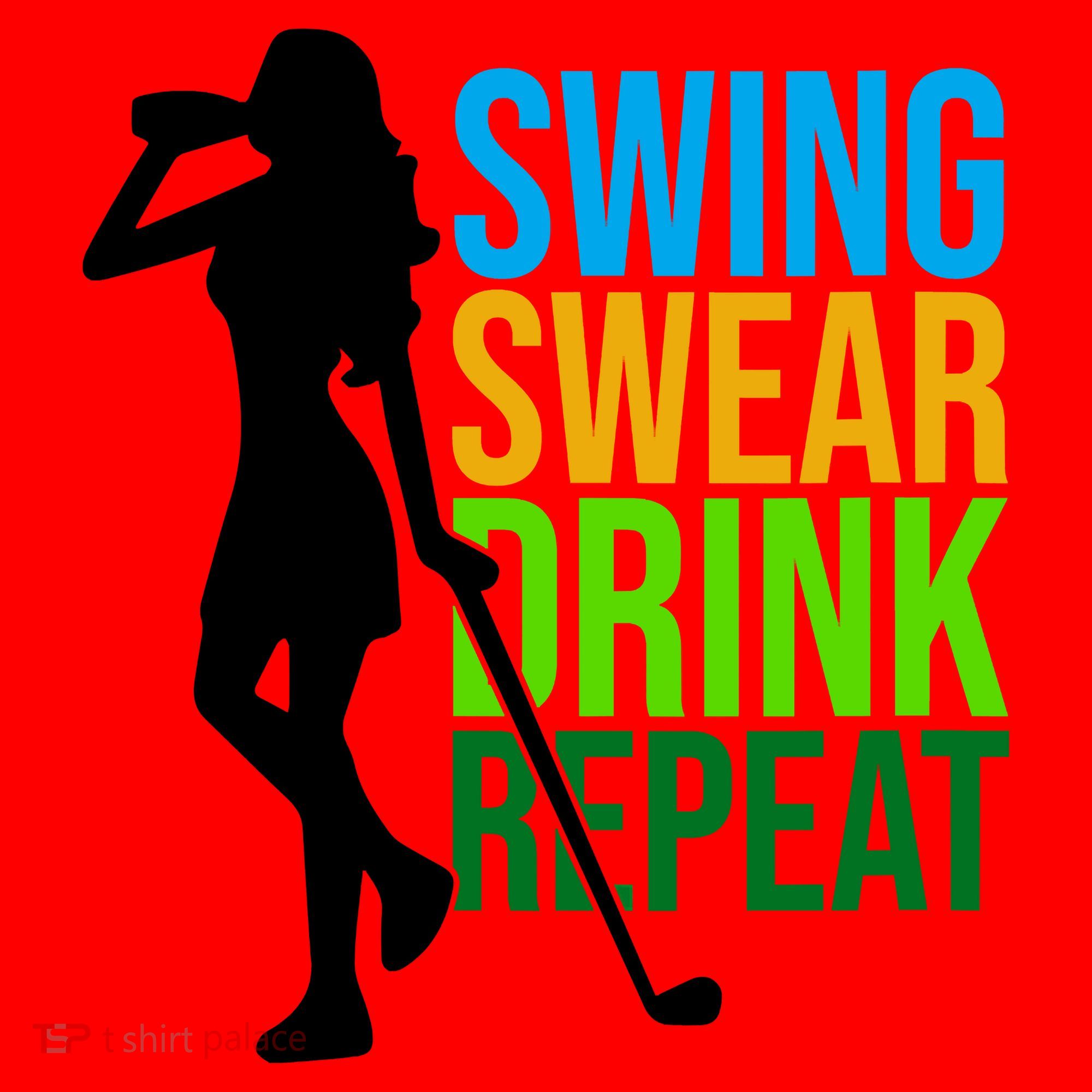 Swing Swear Drink Repeat Love Golf Santa Hat
