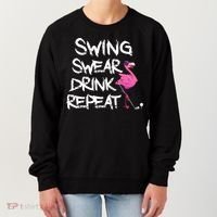 Swing Swear Drink Repeat Flamingo Playing retro Golf Women's Sweatshirt thumb 0