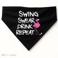 Swing Swear Drink Repeat Flamingo Playing retro Golf USA-Made Doggie Bandana thumb 0