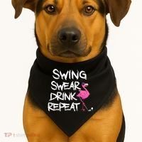 Swing Swear Drink Repeat Flamingo Playing retro Golf USA-Made Doggie Bandana thumb 1