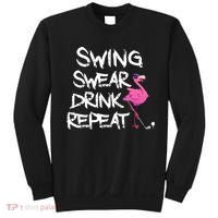 Swing Swear Drink Repeat Flamingo Playing retro Golf Sweatshirt thumb 0