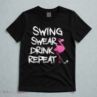 Swing Swear Drink Repeat Flamingo Playing retro Golf T-Shirt thumb 5