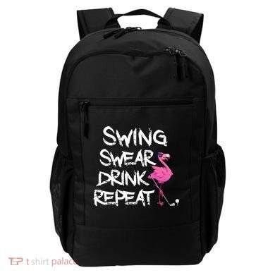 Swing Swear Drink Repeat Flamingo Playing retro Golf Backpack