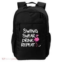 Swing Swear Drink Repeat Flamingo Playing retro Golf Backpack thumb 0