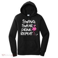 Swing Swear Drink Repeat Flamingo Playing retro Golf Women's Hoodie thumb 0