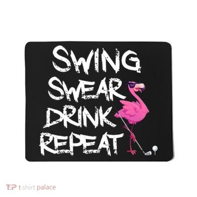 Swing Swear Drink Repeat Flamingo Playing retro Golf Mousepad