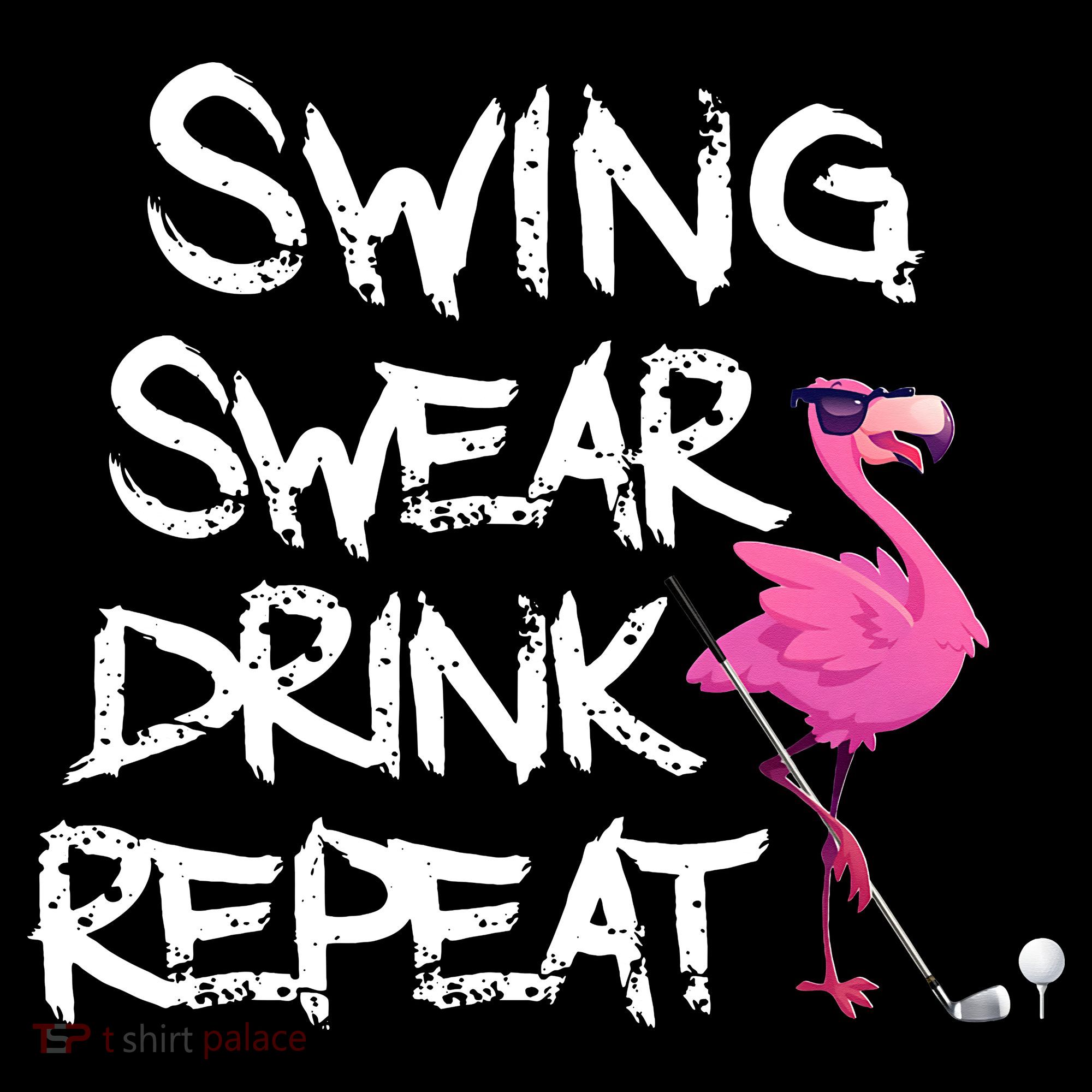 Swing Swear Drink Repeat Flamingo Playing retro Golf Mousepad
