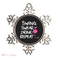 Swing Swear Drink Repeat Flamingo Playing retro Golf Ornament thumb 0