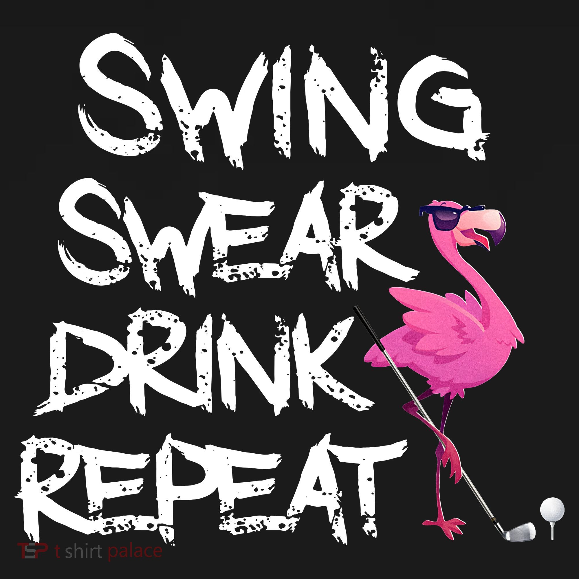 Swing Swear Drink Repeat Flamingo Playing retro Golf Ornament