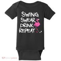 Swing Swear Drink Repeat Flamingo Playing retro Golf Baby Bodysuit thumb 0