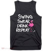 Swing Swear Drink Repeat Flamingo Playing retro Golf Tank Top thumb 0