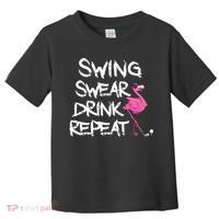 Swing Swear Drink Repeat Flamingo Playing retro Golf Toddler T-Shirt thumb 0