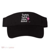 Swing Swear Drink Repeat Flamingo Playing retro Golf Visor thumb 0