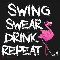 Swing Swear Drink Repeat Flamingo Playing retro Golf Kids Sweatshirt thumb 2