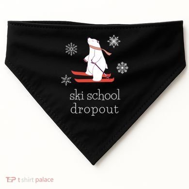 Ski School Dropout Skiing Polar Bear Funny Skier USA-Made Doggie Bandana