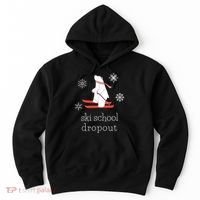 Ski School Dropout Skiing Polar Bear Funny Skier Hoodie thumb 0