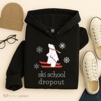 Ski School Dropout Skiing Polar Bear Funny Skier Hoodie thumb 4