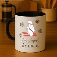 Ski School Dropout Skiing Polar Bear Funny Skier Coffee Mug thumb 4