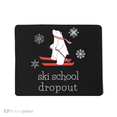 Ski School Dropout Skiing Polar Bear Funny Skier Mousepad