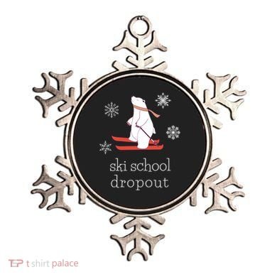 Ski School Dropout Skiing Polar Bear Funny Skier Ornament