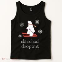 Ski School Dropout Skiing Polar Bear Funny Skier Tank Top thumb 2