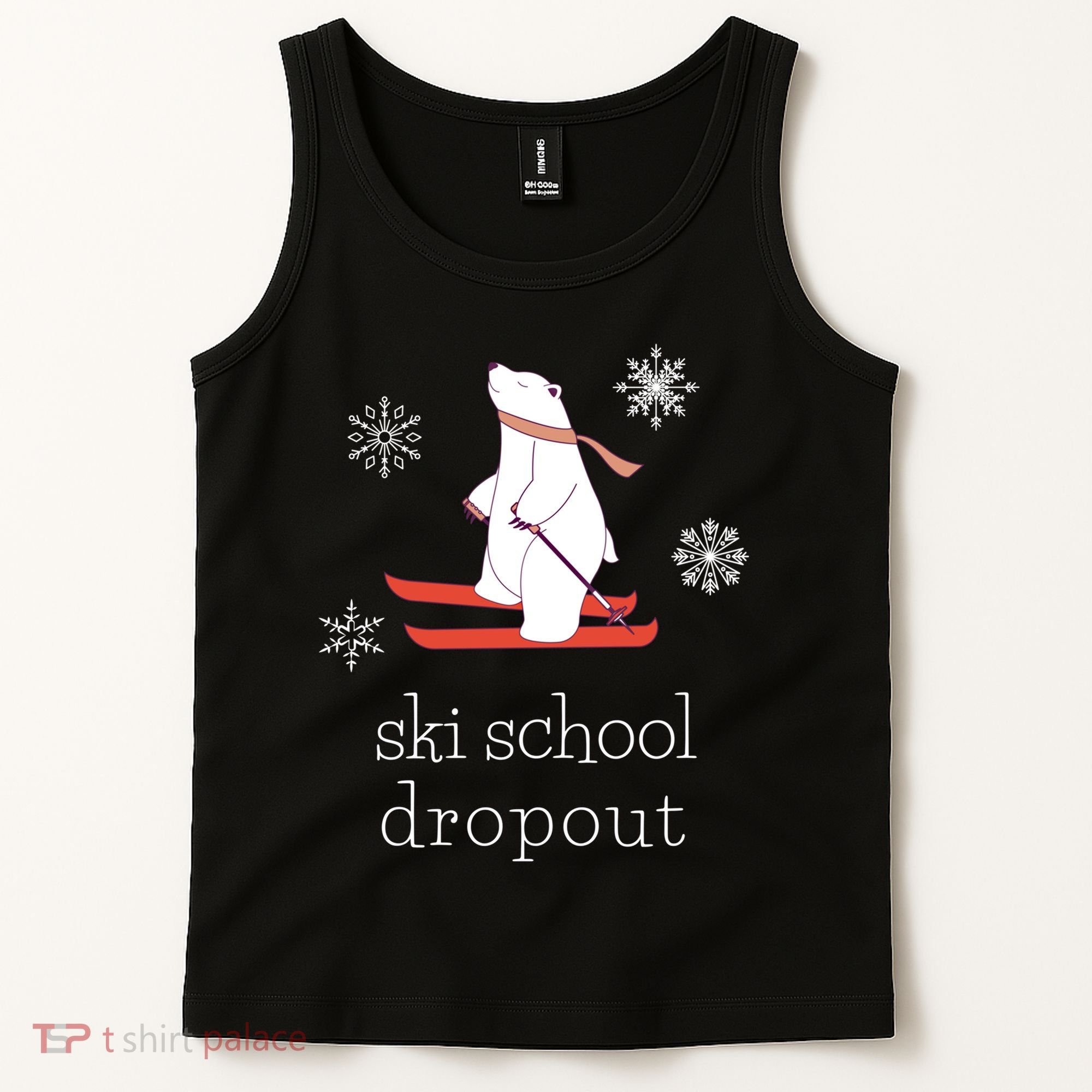 Ski School Dropout Skiing Polar Bear Funny Skier Tank Top