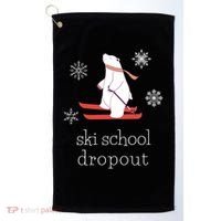 Ski School Dropout Skiing Polar Bear Funny Skier Golf Towel thumb 0
