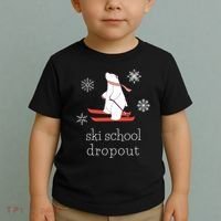 Ski School Dropout Skiing Polar Bear Funny Skier Toddler T-Shirt thumb 2