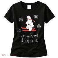 Ski School Dropout Skiing Polar Bear Funny Skier Women's T-Shirt thumb 0