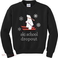 Ski School Dropout Skiing Polar Bear Funny Skier Kids Sweatshirt thumb 0