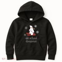 Ski School Dropout Skiing Polar Bear Funny Skier Kids Hoodie thumb 0