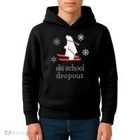 Ski School Dropout Skiing Polar Bear Funny Skier Kids Hoodie thumb 4
