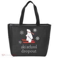Ski School Dropout Skiing Polar Bear Funny Skier Tote Bag thumb 0