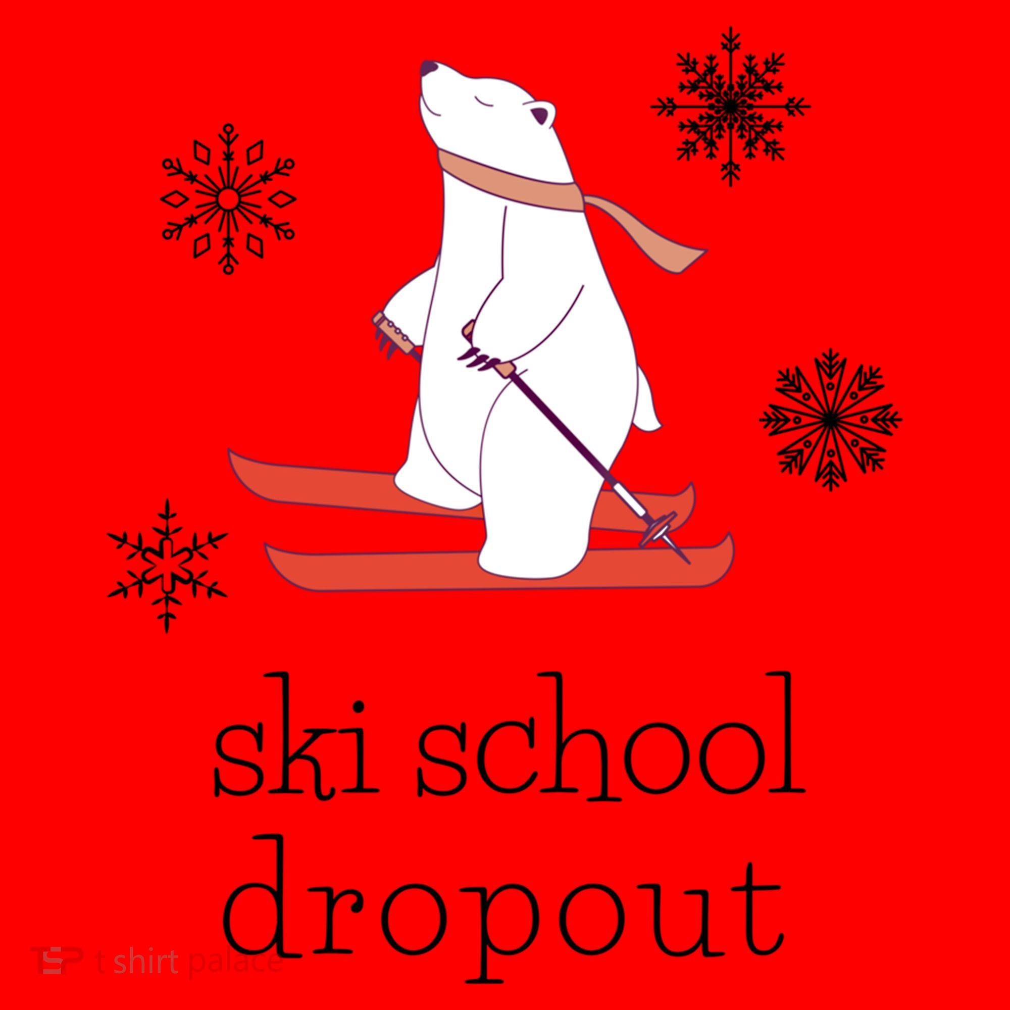 Ski School Dropout Skiing Polar Bear Funny Skier Santa Hat