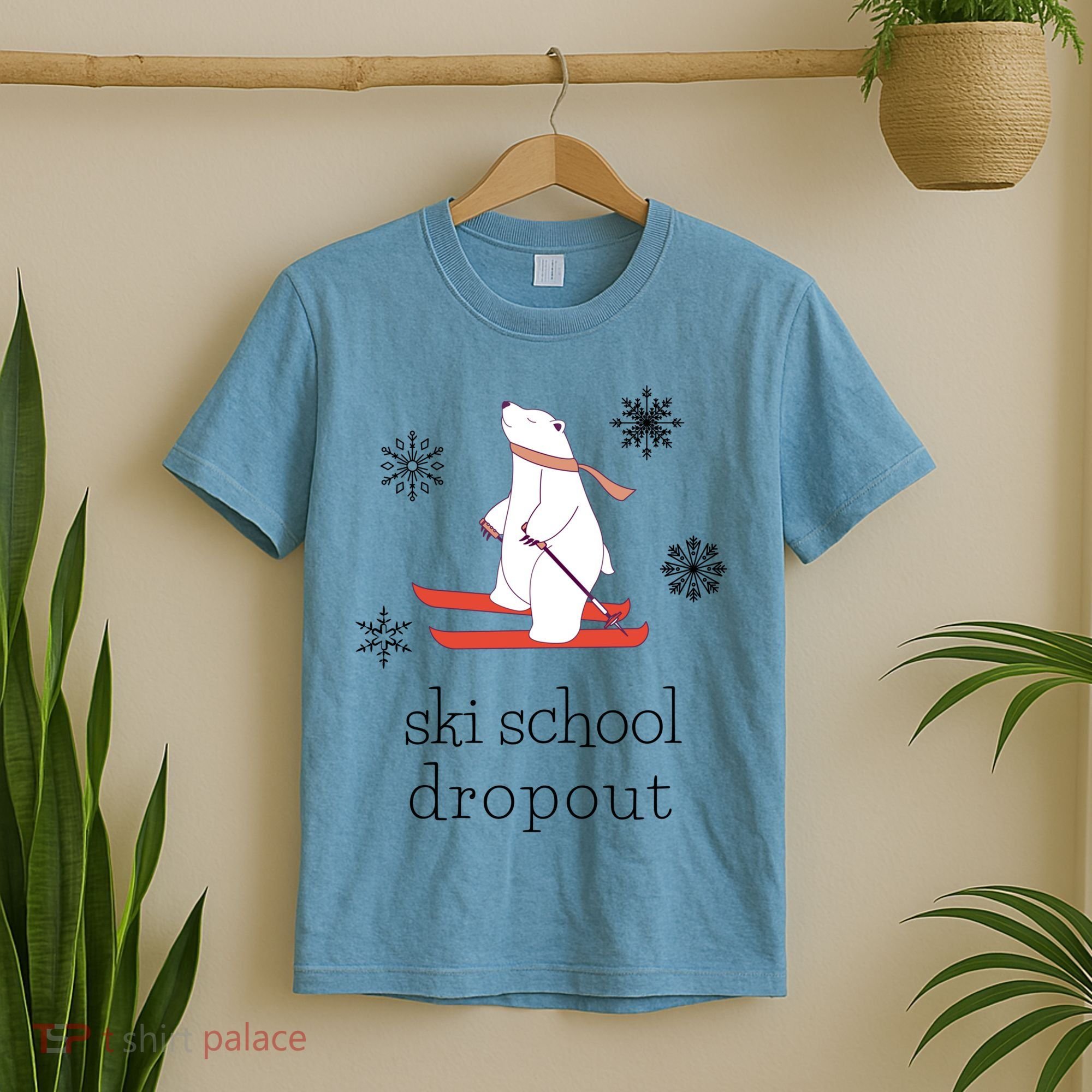 Ski School Dropout Skiing Polar Bear Funny Skier T-Shirt