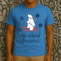 Ski School Dropout Skiing Polar Bear Funny Skier T-Shirt thumb 3