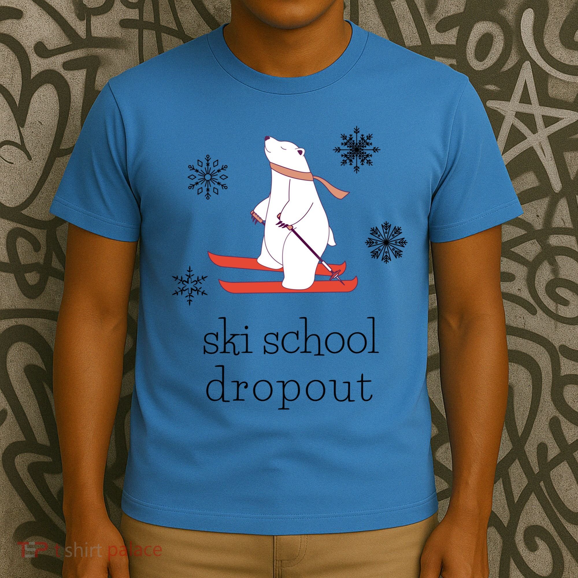 Ski School Dropout Skiing Polar Bear Funny Skier T-Shirt