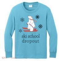 Ski School Dropout Skiing Polar Bear Funny Skier Kids Long Sleeve Shirt thumb 0