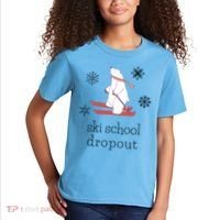 Ski School Dropout Skiing Polar Bear Funny Skier Kids T-Shirt thumb 2